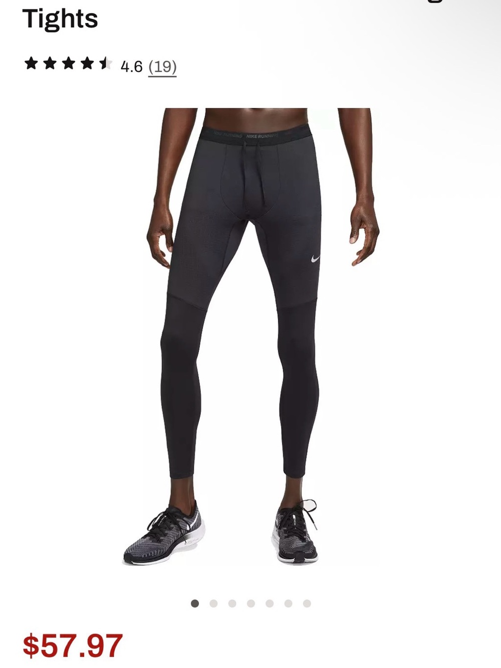 Nike Men’s Black Performance Tights with White Swoosh